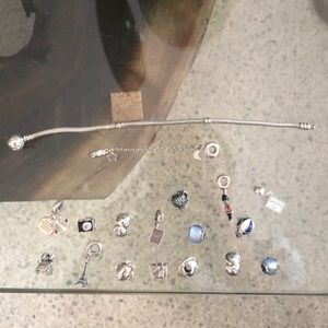 Pandora bracelet with charms and chain